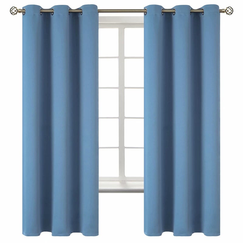 BGment Blackout Curtains for Bedroom - Grommet Thermal Insulated Room Darkening Curtains for Living Room, Set of 2 Panels (42 x 63 Inch, Faded Denim) - Image 1